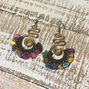 Swirled Wire & Crochet Beaded Earrings